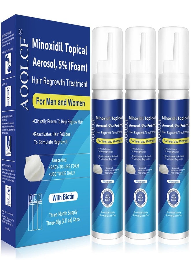 AOOLCF 5% Topical Minoxidil Foam, Minoxidil for Men and Women, Infused with Biotin, Hair Growth Treatment, Supports Thicker and Fuller Hair & Beard (Minoxidil Foam, 6.33oz, 3 Month Supply) - Image 1
